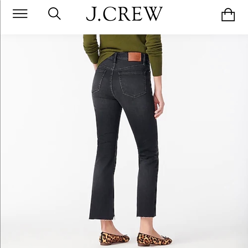 J Crew 9” demi-bootcut crop jeans in charcoal